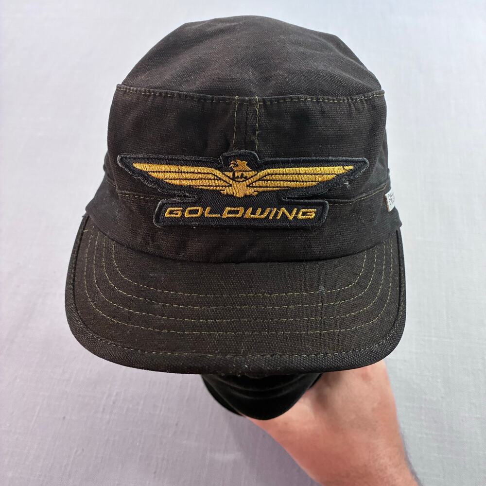 Vintage Billabong Goldwing Military Style Hat Cap Black Motorcycle